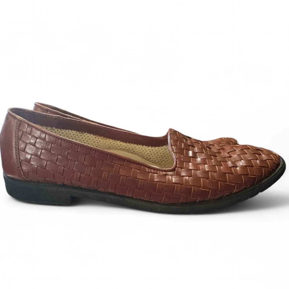 Cole Haan Woven Vintage Leather Flats Brown Loafers Size 9.5 AA